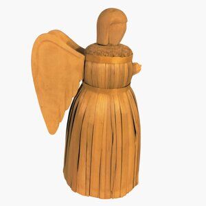 Straw Angel Figurine Handcrafted Primitive Folk Art